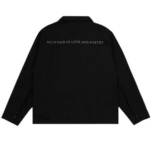 TAYLOR SWIFT TTPD black canvas zip front embroidered collared unisex jacket XL‎